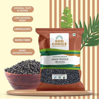 Black Urad Dal Whole | Certified Organic | Unpolished | Pesticides Free