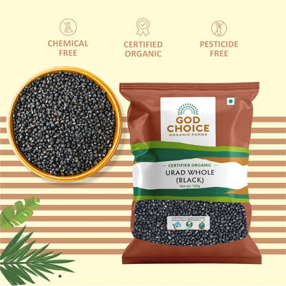 Black Urad Dal Whole | Certified Organic | Unpolished | Pesticides Free