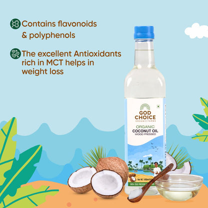 Organic Coconut Oil 1L Glass Bottle