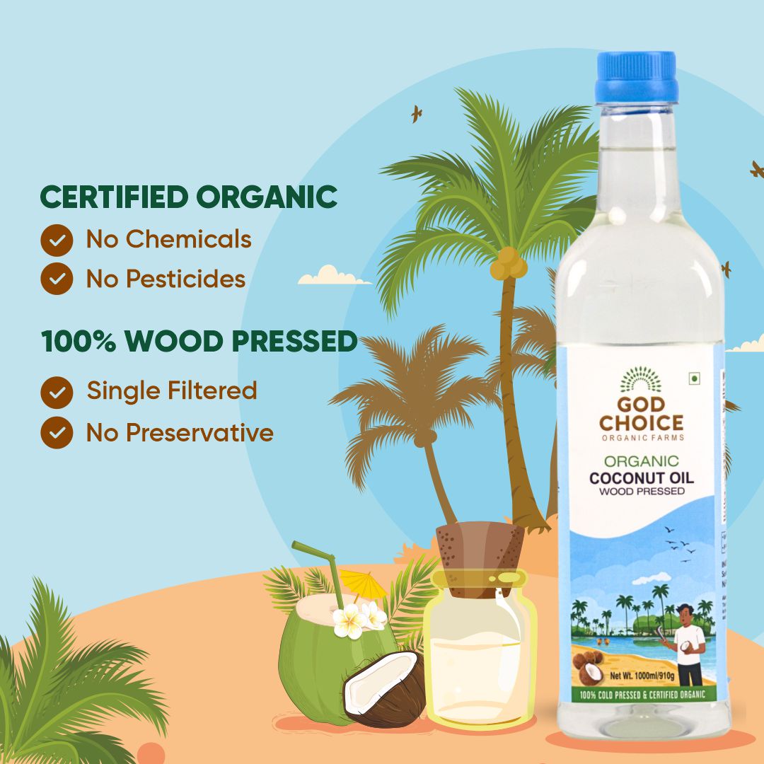 Organic Coconut Oil 1L Glass Bottle