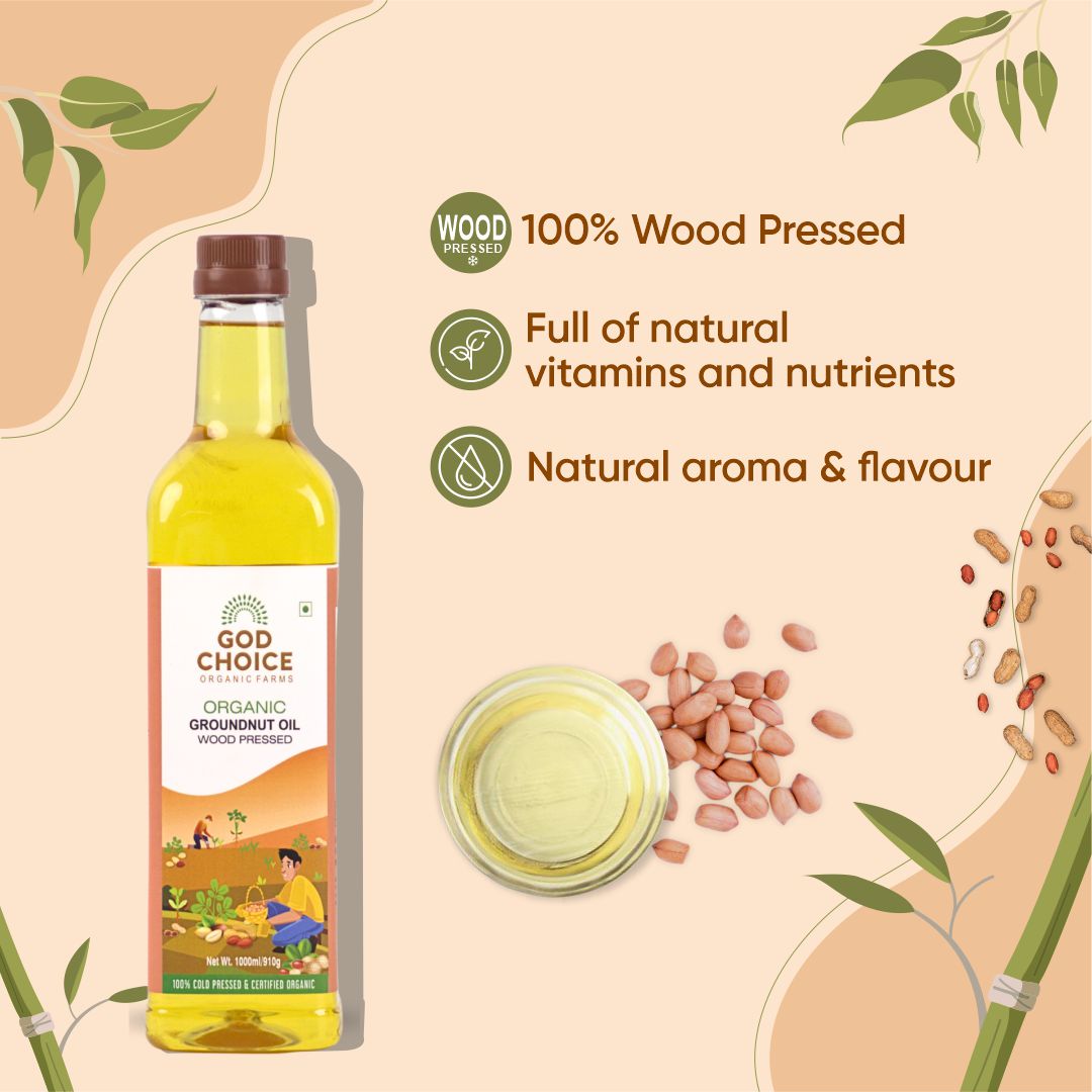 Organic Groundnut Oil | Wood Pressed |Single-Filtered