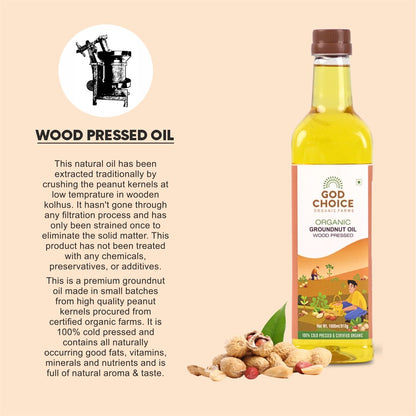 Organic Groundnut Oil| Wood Pressed |Single-Filtered