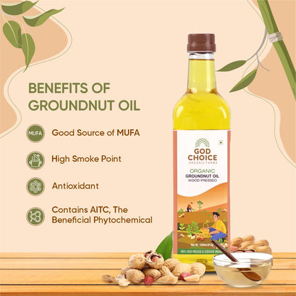 Organic Groundnut Oil 1L Glass Bottle