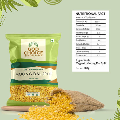 Yellow Moong Dal Split | Certified Organic | Unpolished | Pesticides Free