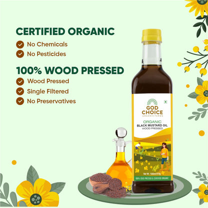 Organic Black Mustard Oil | Wood Pressed |Single-Filtered